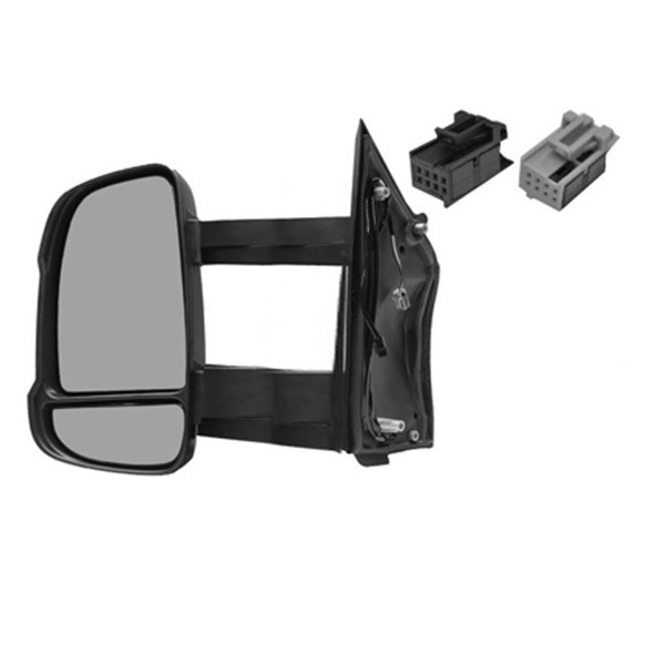 Rétroviseur Gauche Manuel Bras Long Pour Ford Transit (1985-1991) - Côté Conducteur, Verre Extérieur, Noir
