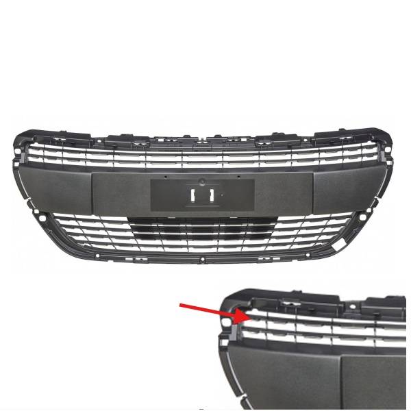 Grille De Pare-choc Avant Droit Avec Trou Anti-brouillard Pour Peugeot 208 Phase 2 (2015-2019) | Pièce Droite Passager Noire