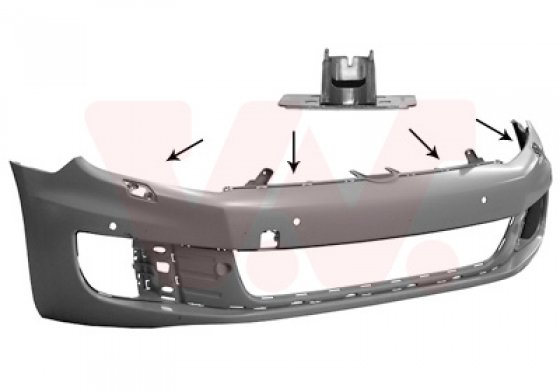 Pare-chocs Avant Pour VW Golf VI GTI / GTD / GT - Apprêté, Sans Support, Qualité Origine - 2