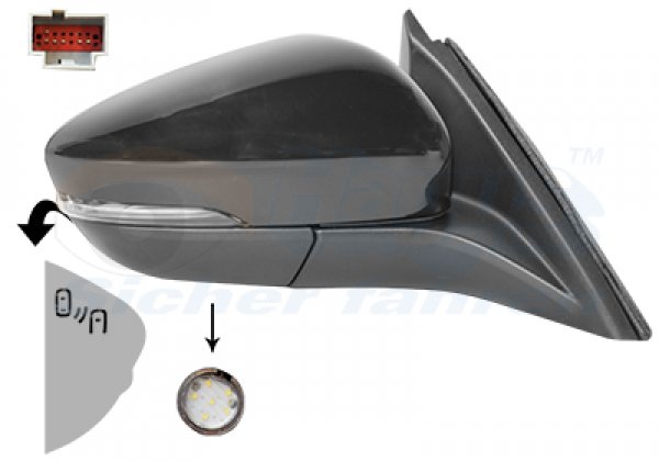 Repiauto Rétroviseur Électrique Droit Chauffant à Peindre – Compatible Seat Leon 3 (2013-2020)